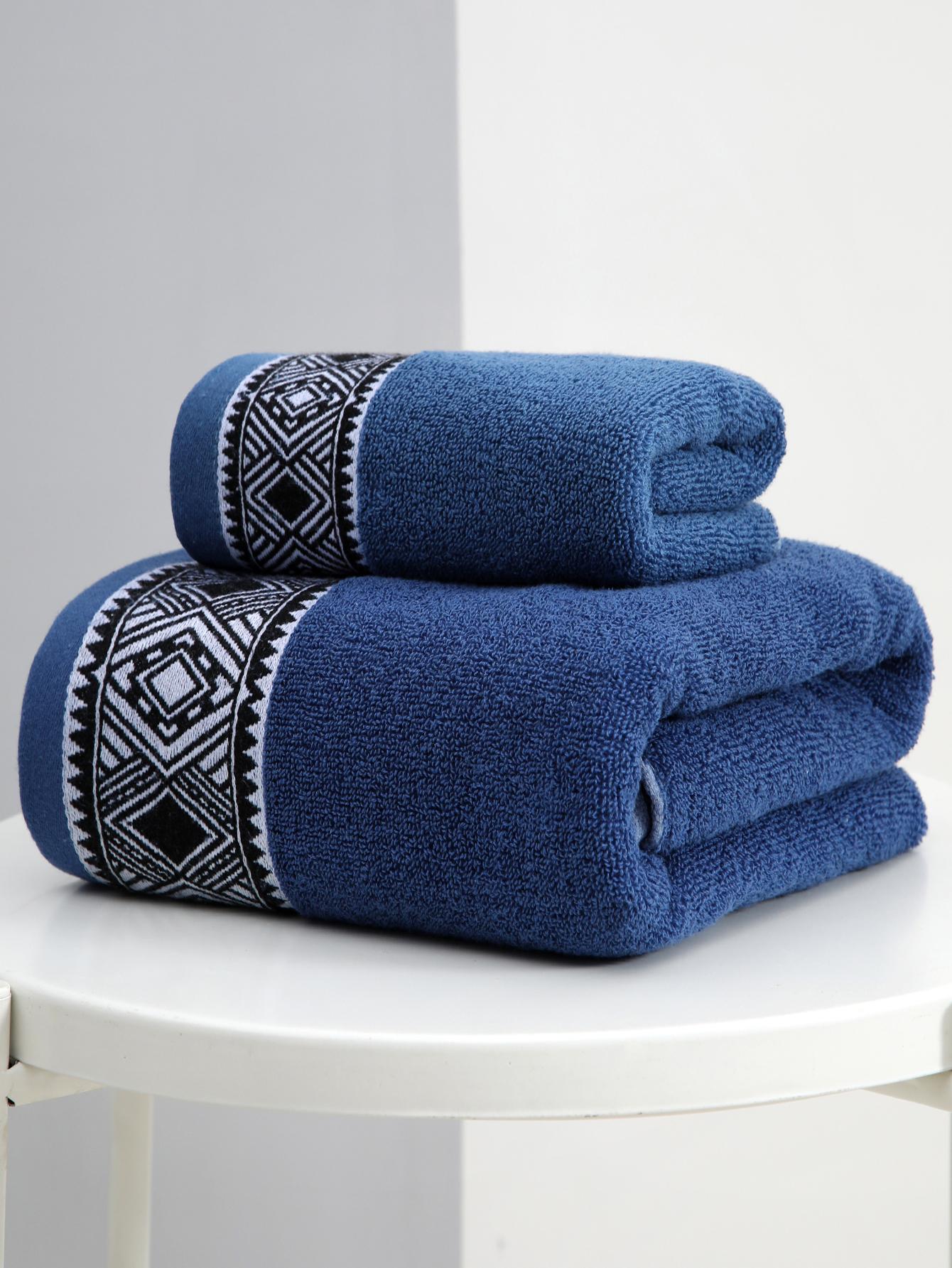 منشفة واحدة/منشفة حمام 1 واحد و2 قطع مجموعة (منشفة حمام   منشفة وجه) طراز معيني سميك