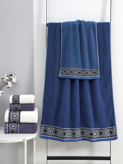 منشفة واحدة/منشفة حمام 1 واحد و2 قطع مجموعة (منشفة حمام   منشفة وجه) طراز معيني سميك