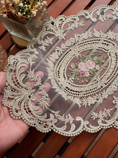 قطعة واحدة مفرش مطرز بالزهور