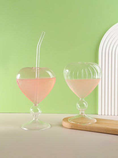 كوب زجاجي على شكل قلب (قطعة واحدة)، كوب كوكتيل إبداعي للزوجين/شاي // حليب/قهوة هدية أنيقة