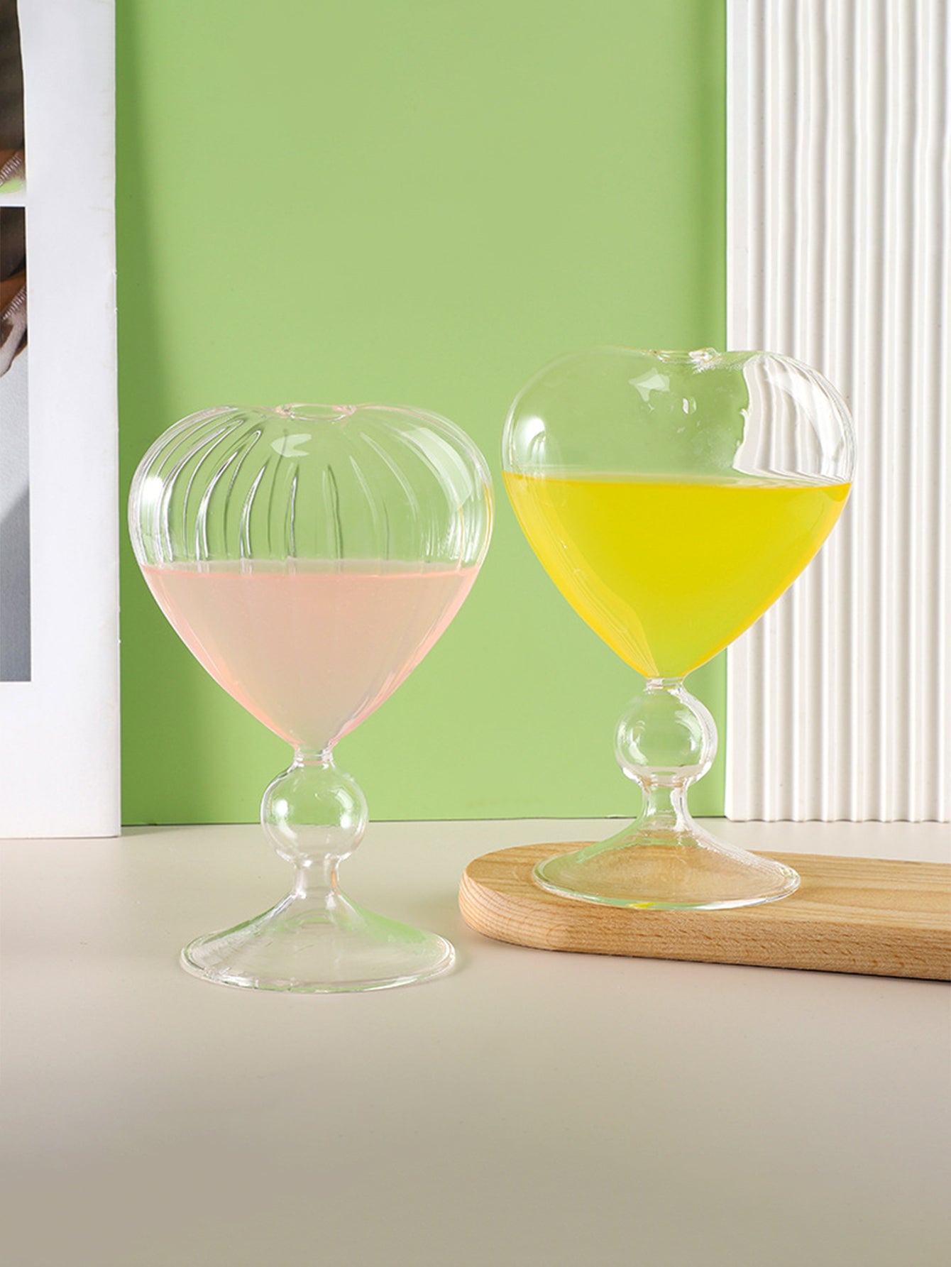 كوب زجاجي على شكل قلب (قطعة واحدة)، كوب كوكتيل إبداعي للزوجين/شاي // حليب/قهوة هدية أنيقة