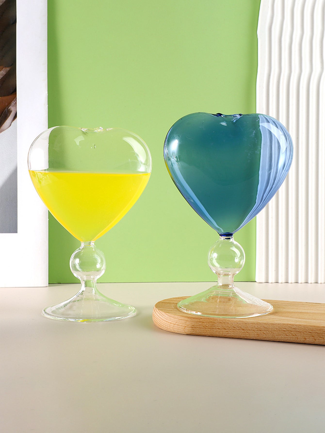 كوب زجاجي على شكل قلب (قطعة واحدة)، كوب كوكتيل إبداعي للزوجين/شاي // حليب/قهوة هدية أنيقة