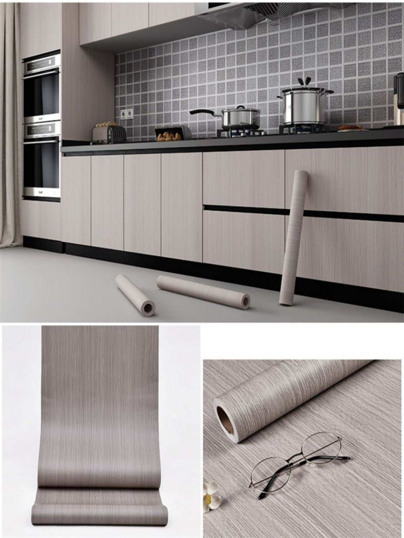 أوراق جدران نمط خشبي ضد للماء 1 لفة