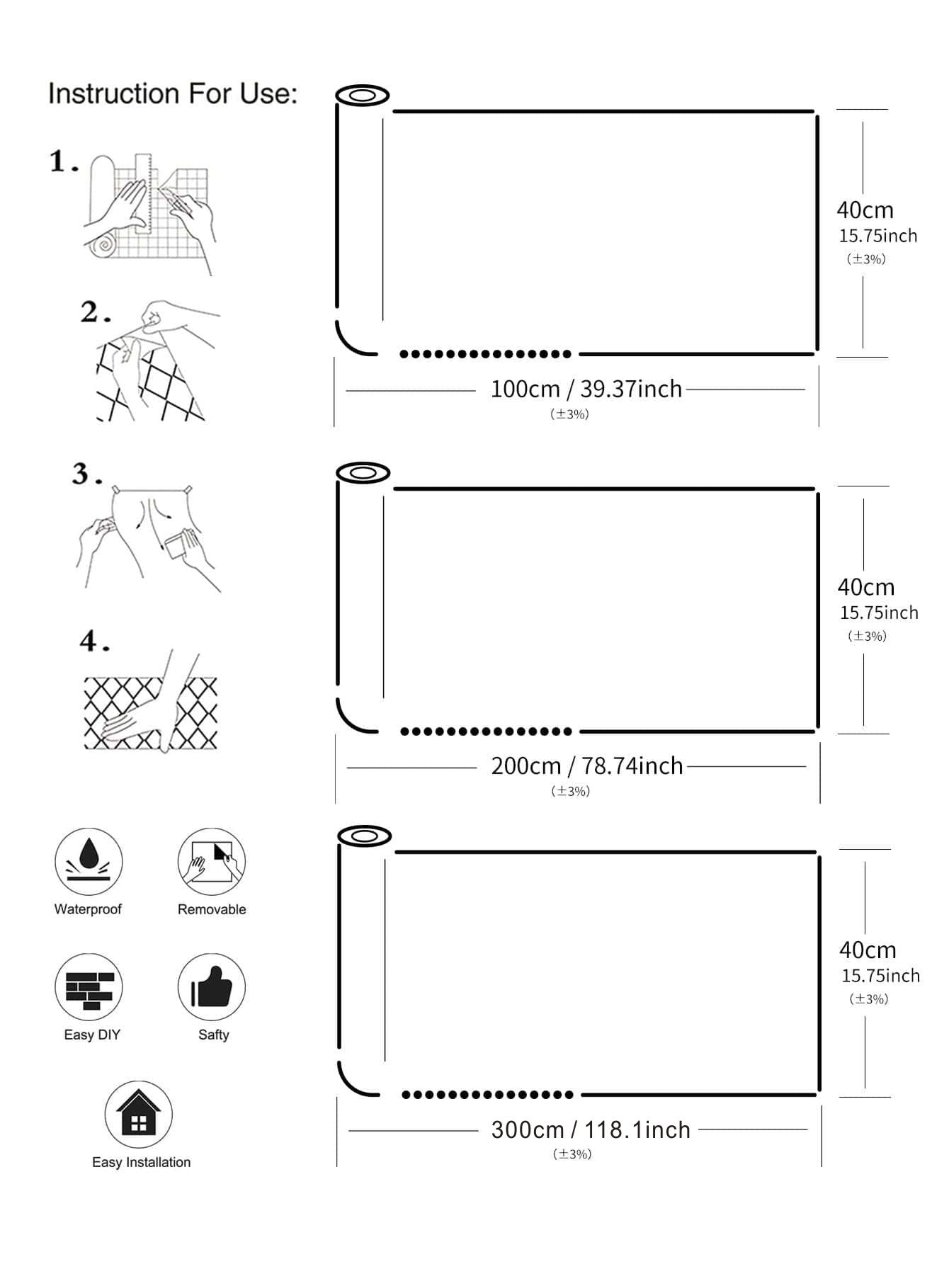 أوراق جدران نمط خشبي ضد للماء 1 لفة
