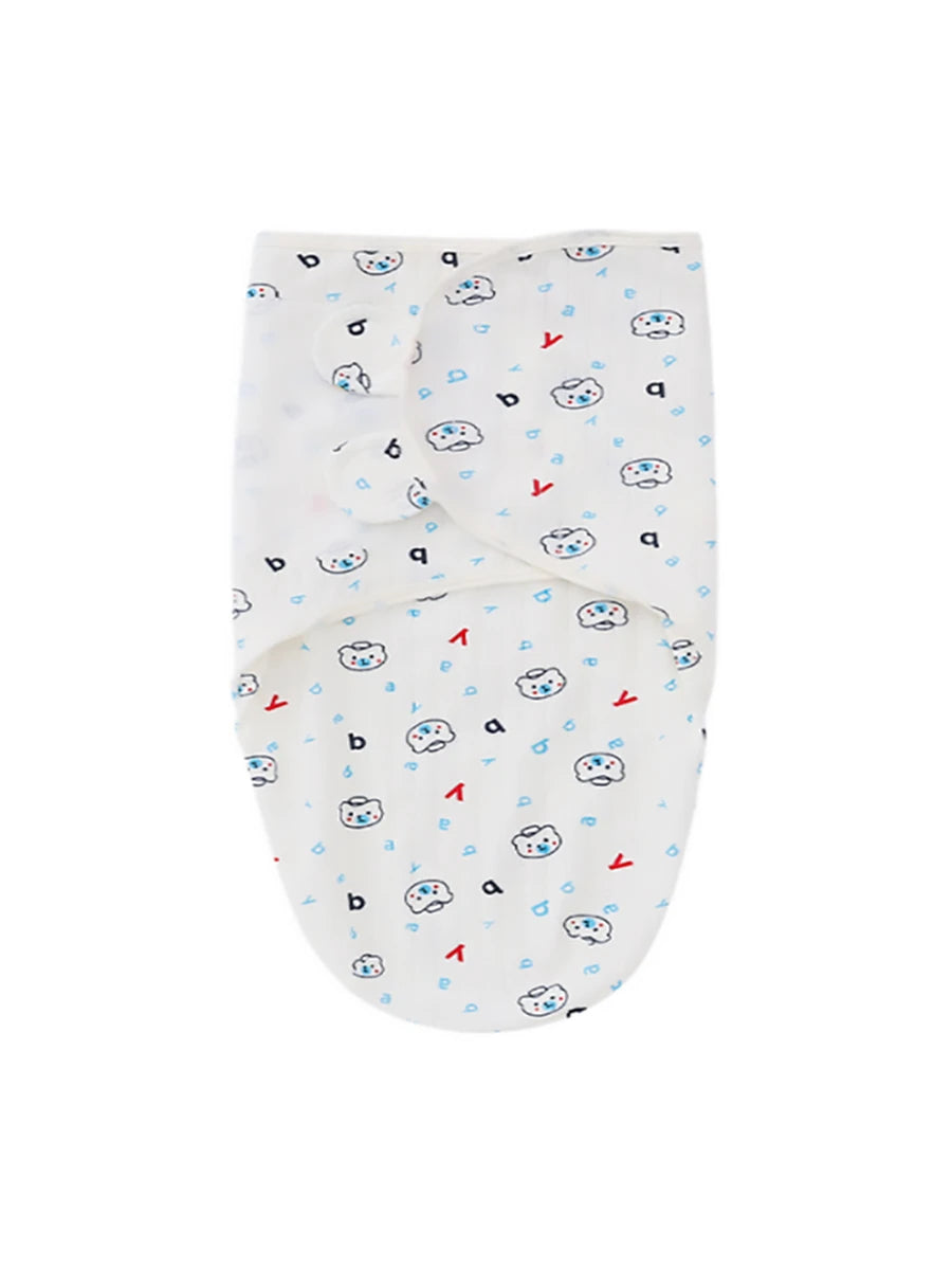 بطانية قماط بجرافيك عبارة ودب رسوم كارتون مزخرف بأذن قطعة واحدة للاطفال