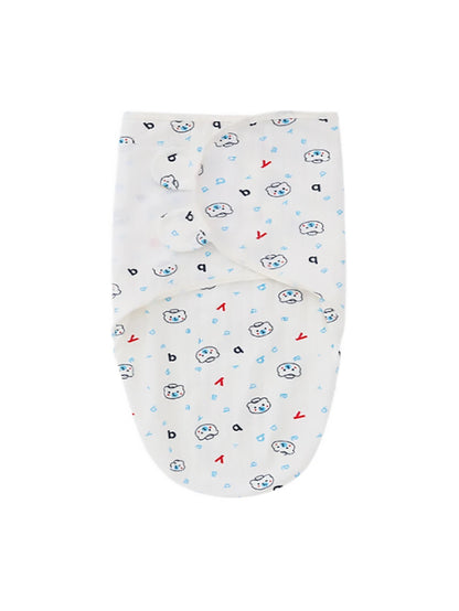 بطانية قماط بجرافيك عبارة ودب رسوم كارتون مزخرف بأذن قطعة واحدة للاطفال