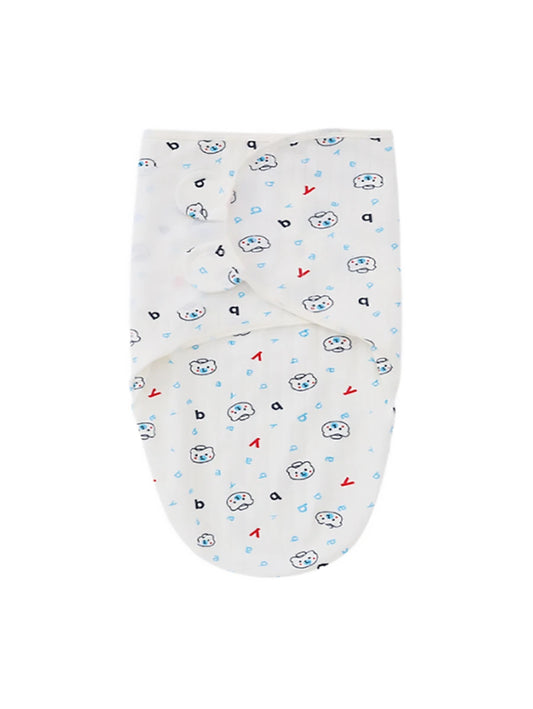 بطانية قماط بجرافيك عبارة ودب رسوم كارتون مزخرف بأذن قطعة واحدة للاطفال