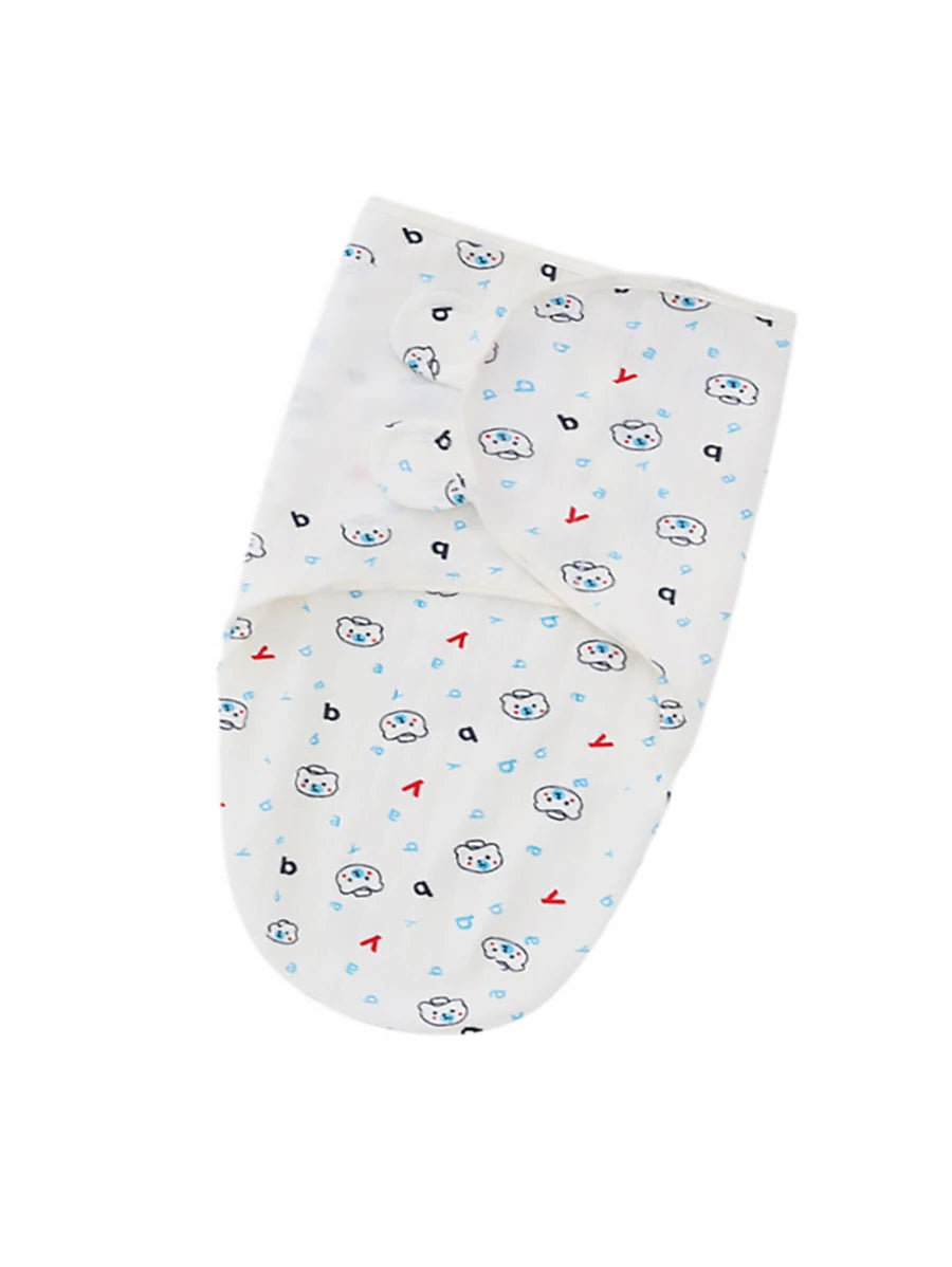 بطانية قماط بجرافيك عبارة ودب رسوم كارتون مزخرف بأذن قطعة واحدة للاطفال