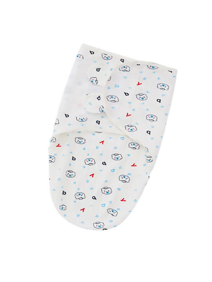 بطانية قماط بجرافيك عبارة ودب رسوم كارتون مزخرف بأذن قطعة واحدة للاطفال