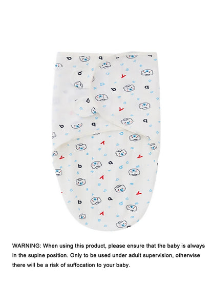 بطانية قماط بجرافيك عبارة ودب رسوم كارتون مزخرف بأذن قطعة واحدة للاطفال