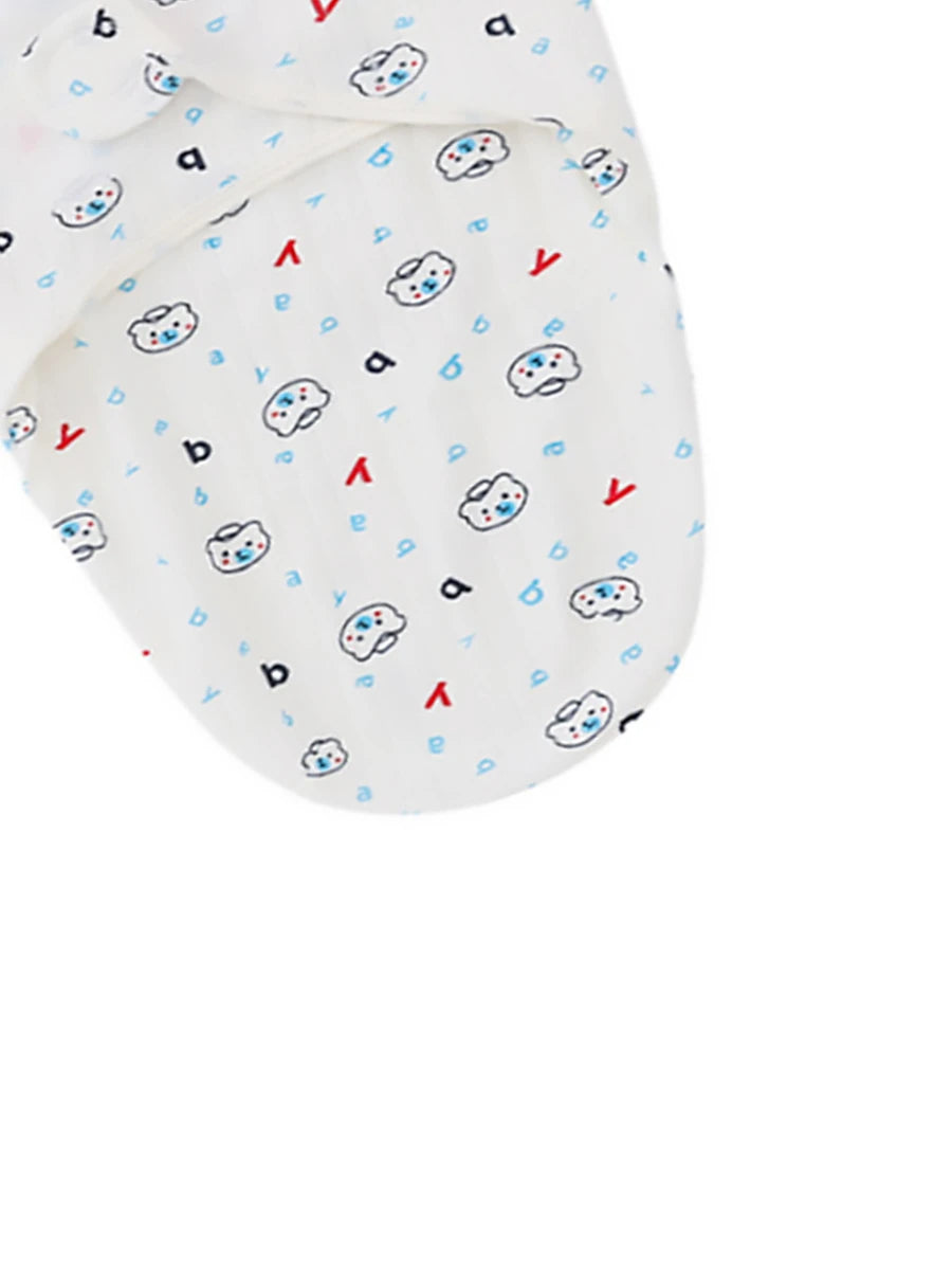 بطانية قماط بجرافيك عبارة ودب رسوم كارتون مزخرف بأذن قطعة واحدة للاطفال