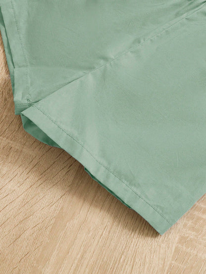 شورت مع لباس علوي لونين تفاصيل مرقع بعبارة سحاب نصف قبعة للاطفال