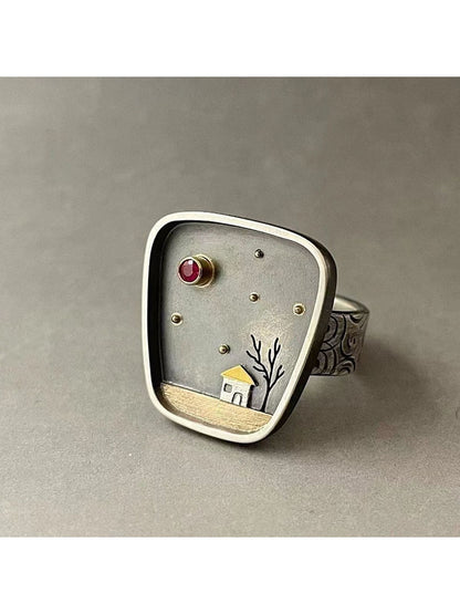 قطعة واحدة مبسط عتيق هندسي الكتابة على الجدران زهرة منزل & تصميم شجرة خاتم فسيفساء مع حجر الراين