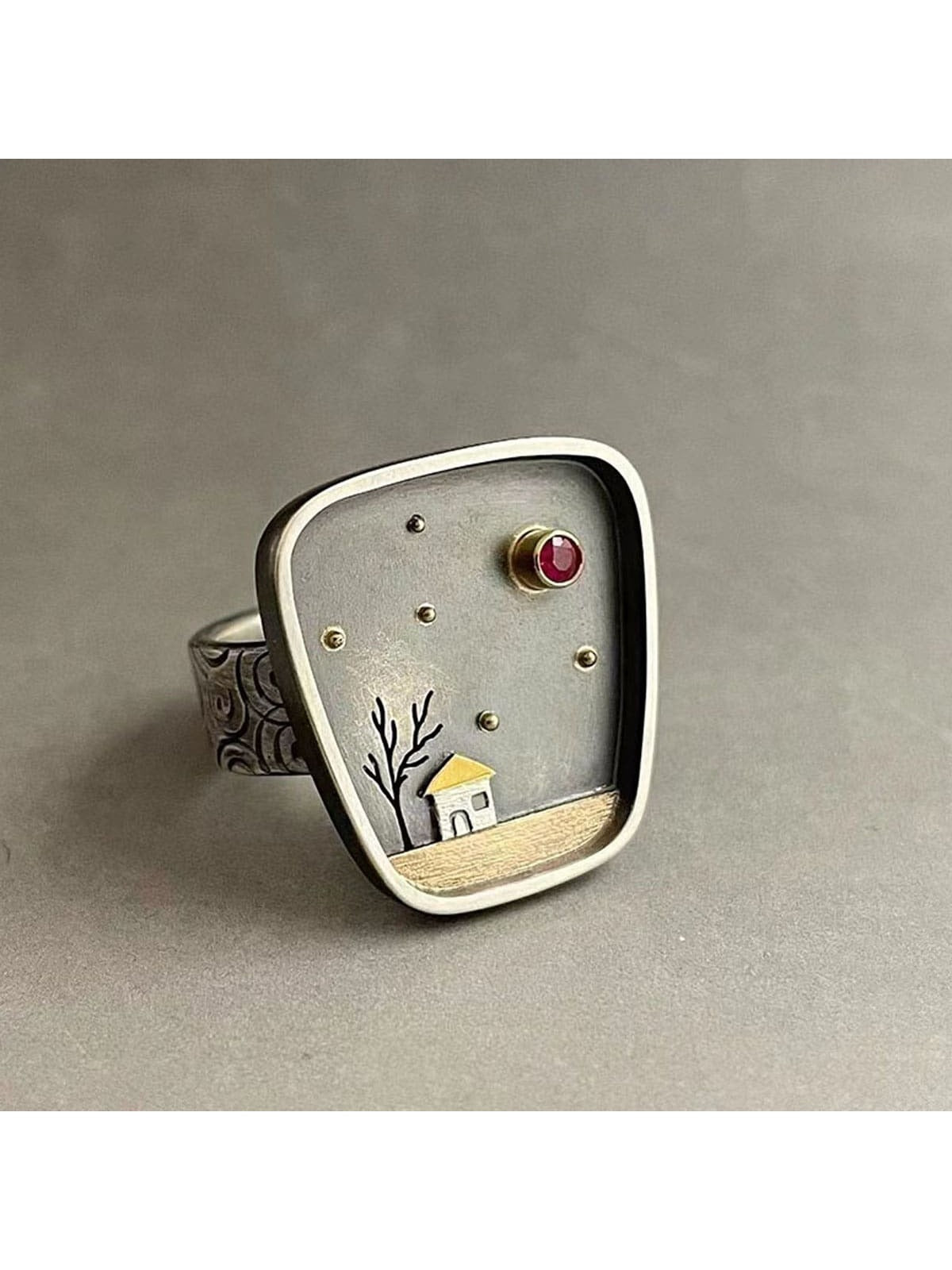 قطعة واحدة مبسط عتيق هندسي الكتابة على الجدران زهرة منزل & تصميم شجرة خاتم فسيفساء مع حجر الراين