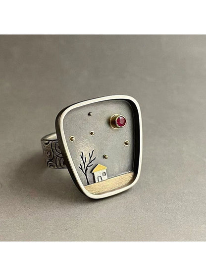 قطعة واحدة مبسط عتيق هندسي الكتابة على الجدران زهرة منزل & تصميم شجرة خاتم فسيفساء مع حجر الراين