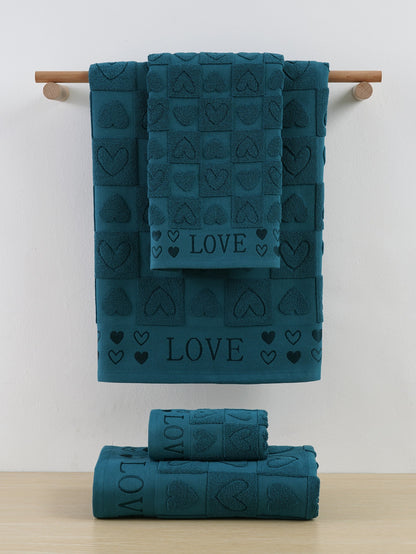 قطعة واحدة منشفة قطنية ناعمة خفيفة الوزن، بنقشة قلب، للسفر/ الهدايا/ديكور المنزل