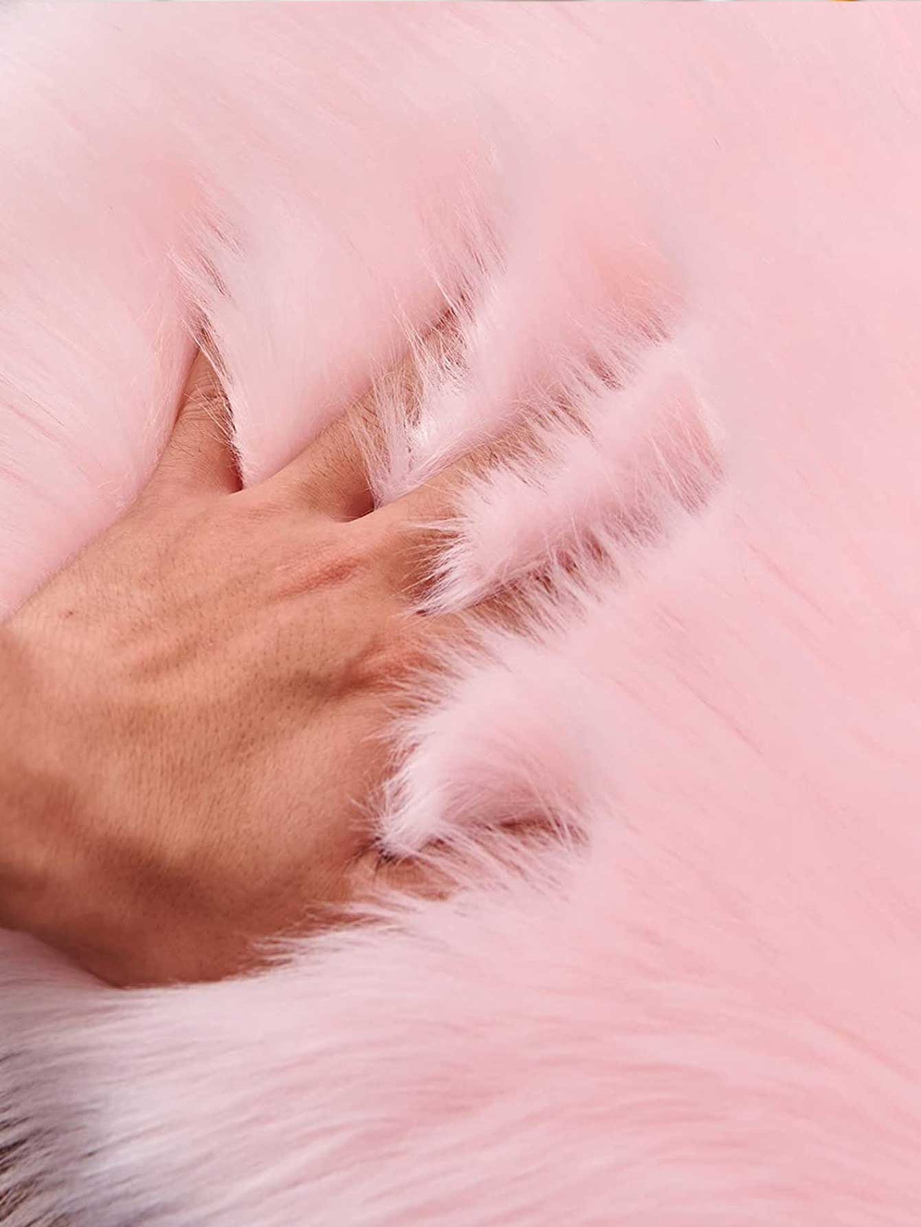 بساط بلاستيكي زائف وردي اللون ، قابل للغسل، ممتلىء بالفراء للمعيشة غرفة الجري ، سجادة للممرات وغرفة الأطفال