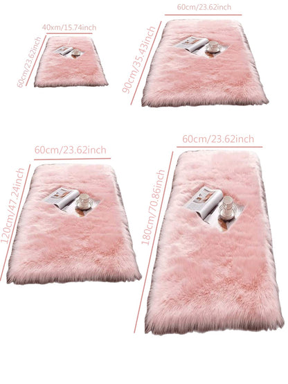 بساط بلاستيكي زائف وردي اللون ، قابل للغسل، ممتلىء بالفراء للمعيشة غرفة الجري ، سجادة للممرات وغرفة الأطفال