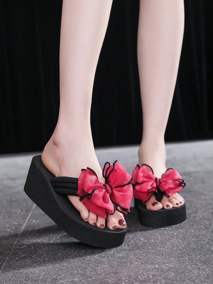 موضة شباشب للنساء , مزخرف بعقدة الفراشة اصبع قدم تصميم شبشب