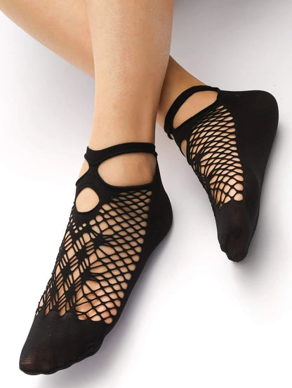 جوارب جمسي دانتيل زخرفة شبكة تنفس نيلون