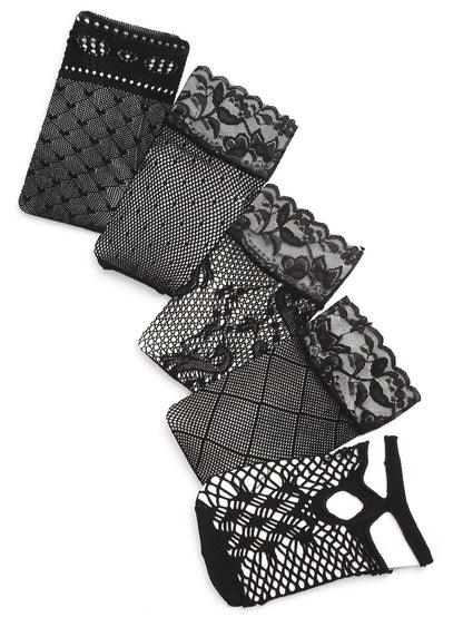 جوارب جمسي دانتيل زخرفة شبكة تنفس نيلون