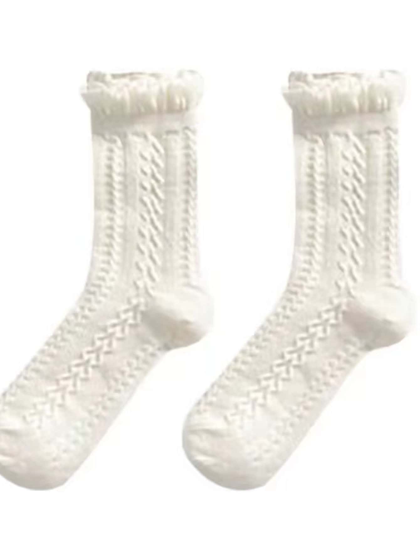 جوارب منتصف الساق الوردية والبيضاء الكورية المختلطة 5 أزواج ، مناسبة للأزياء والرياضة والمطابقة اللطيفة في الربيع والخريف