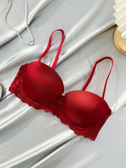 حمالة صدر دانتيل متباين اللون حلقة معدني 3 قطع