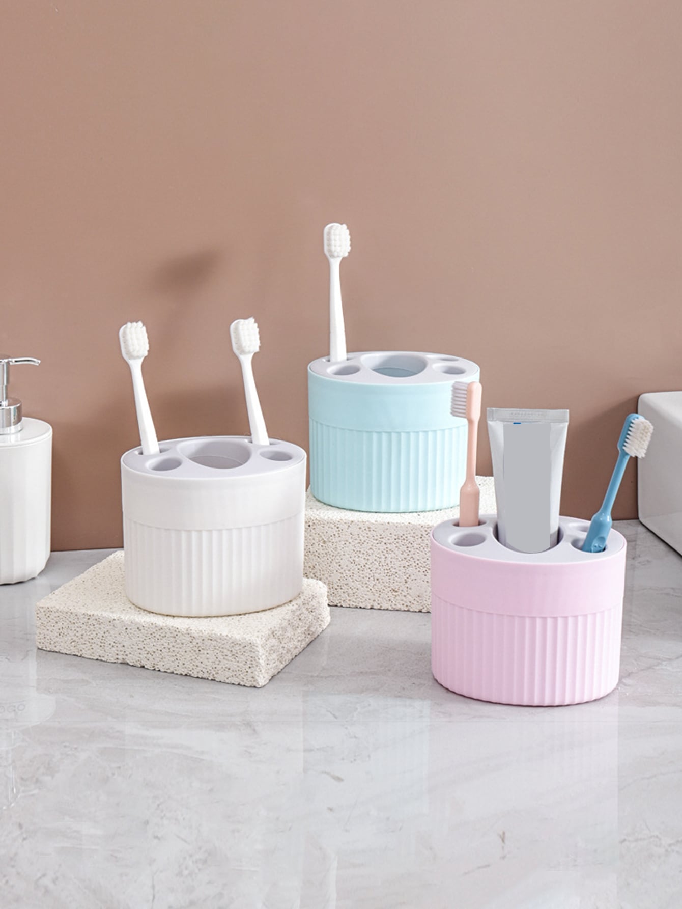 قطعة واحدة وردي حامل فرشاة الأسنان , استدام بيت طاولة مكتب فرش أسنان معجون الأسنان رف تخزين , يستطيع الى مرحاض معجون الأسنان فرش أسنان تخزين