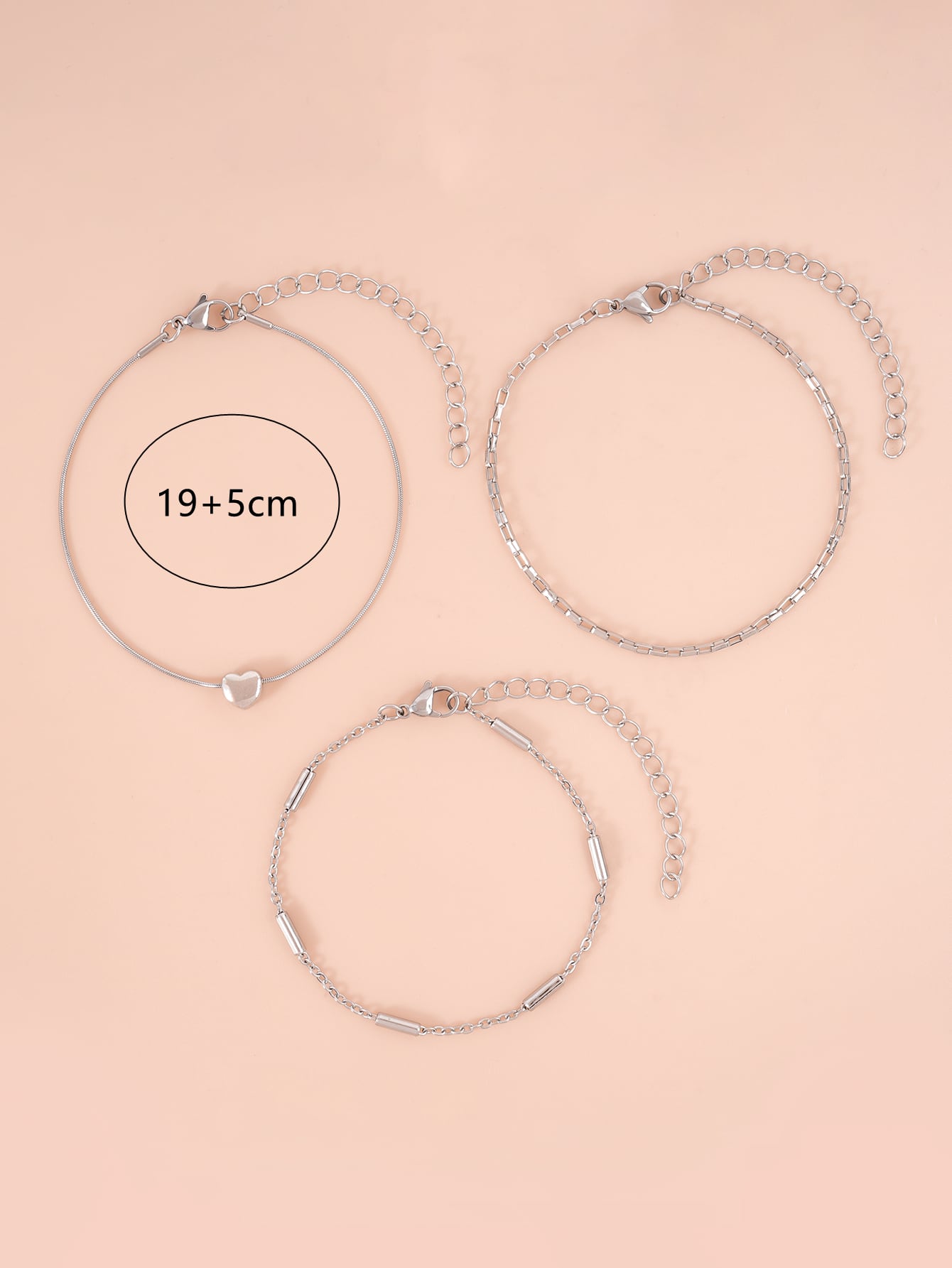 طقم خلخال فولاذ غير قابل للصدأ ثعبان سلسلة & سبيكة شكل القلب