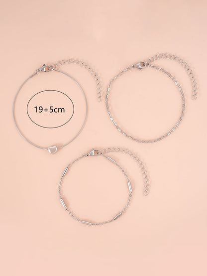 طقم خلخال فولاذ غير قابل للصدأ ثعبان سلسلة & سبيكة شكل القلب