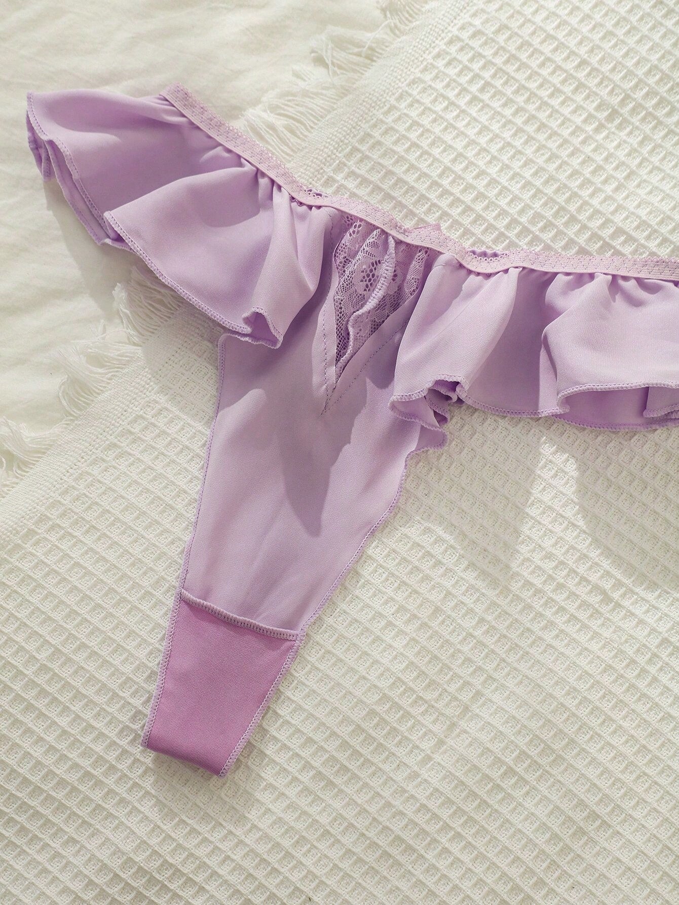 طقم ملابس داخلية دانتيل زهري حلقة معدني