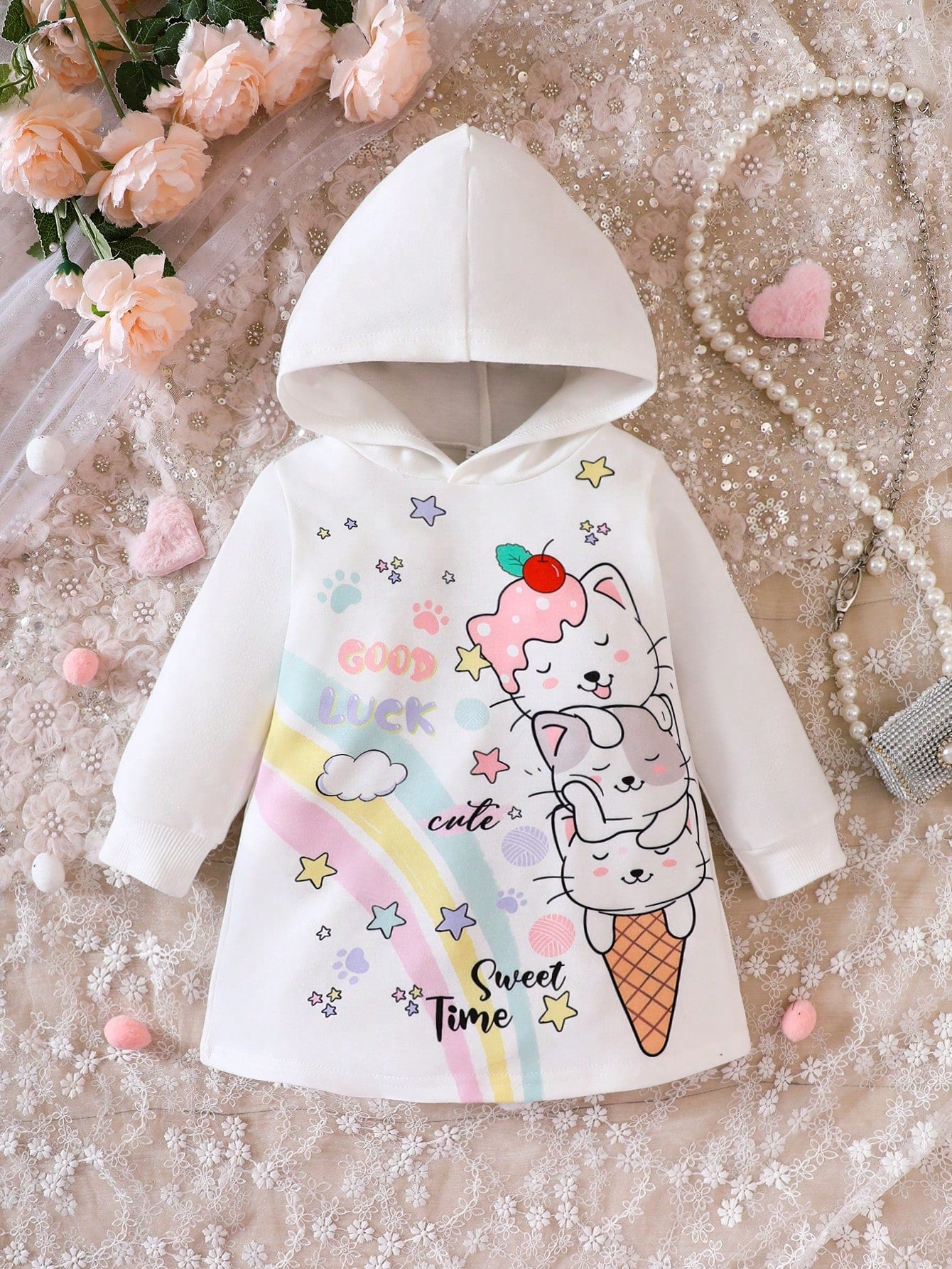 فستان هودي صور رسوم كارتون للبنات الاطفال