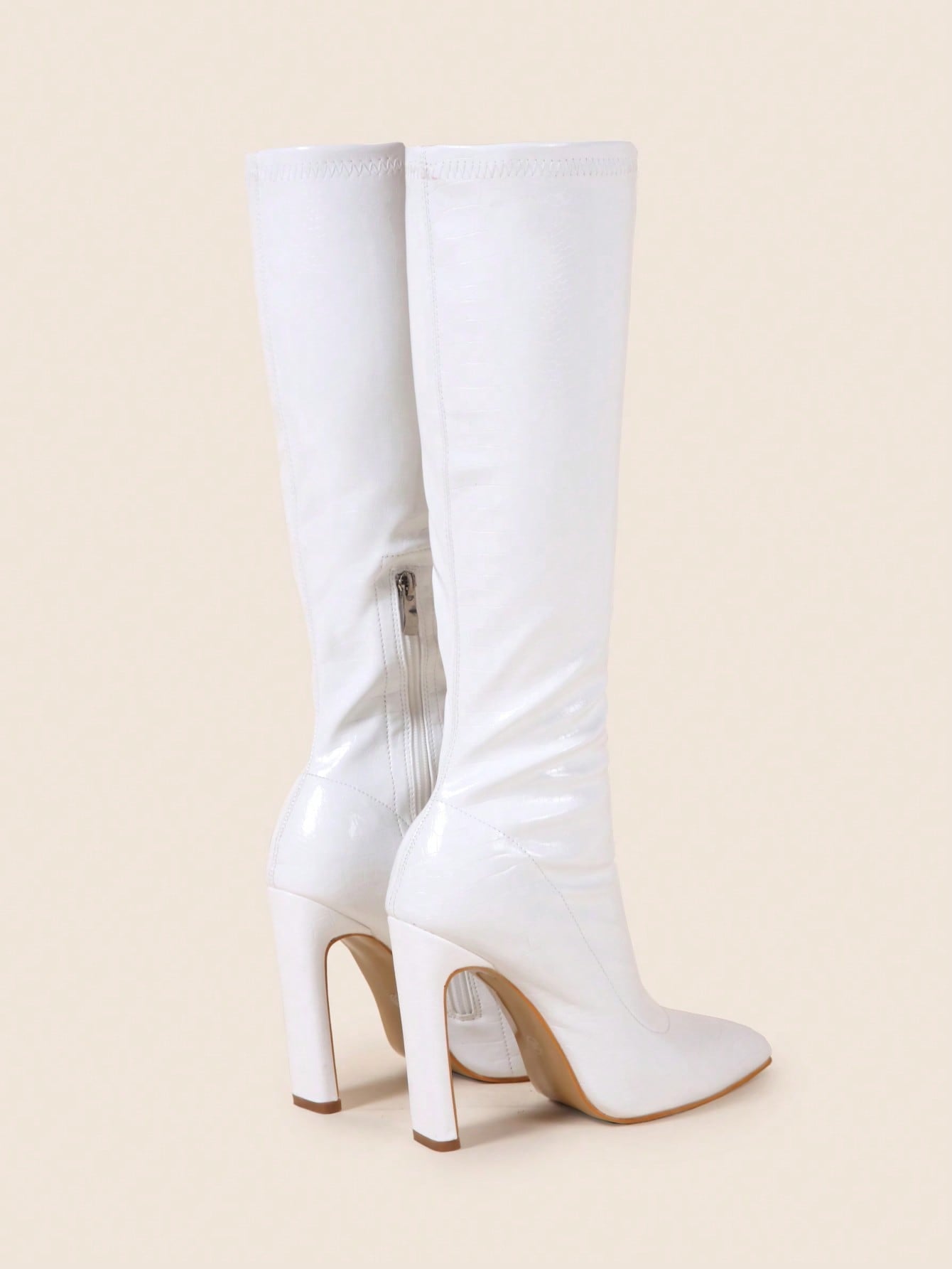 اصبع مدبب جانبي سحب الحزم منتصف الساق جزمة برقبة طويلة