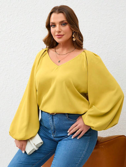 بلوزة أكمام فانوس مقاس كبير