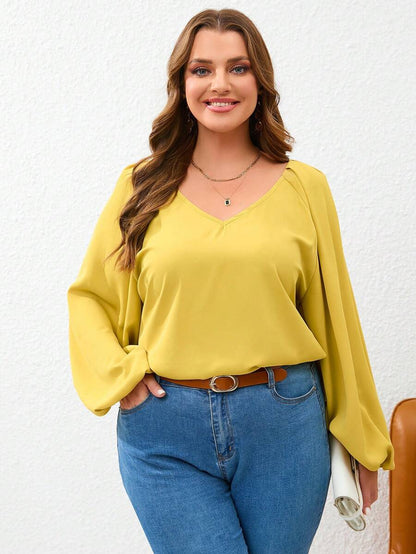 بلوزة أكمام فانوس مقاس كبير