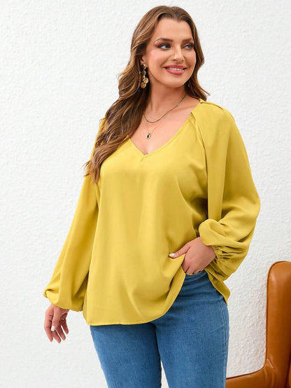 بلوزة أكمام فانوس مقاس كبير