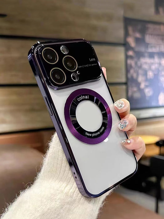 حافظة هاتف مغناطيسية فاخرة مطلية بنوافذ كبيرة لشاحن