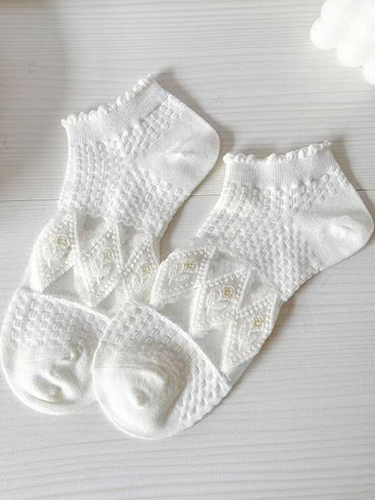 خمسة ل للنساء الصيف سميك شفاف تنفس الجوارب القارب كاجوال كل المطابقة دانتيل جوارب