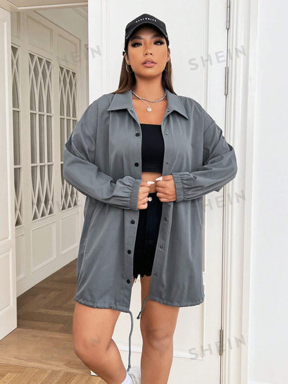 جاكيت منخفض الاكتاف حافة رباط مقاس كبير