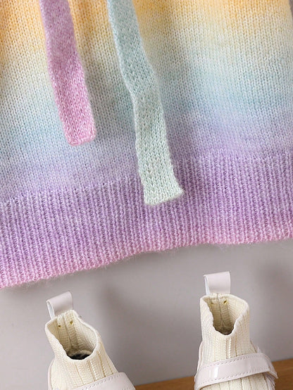 فستان صوفي ألوان متدرجة اكمام أسقف بنت طفل