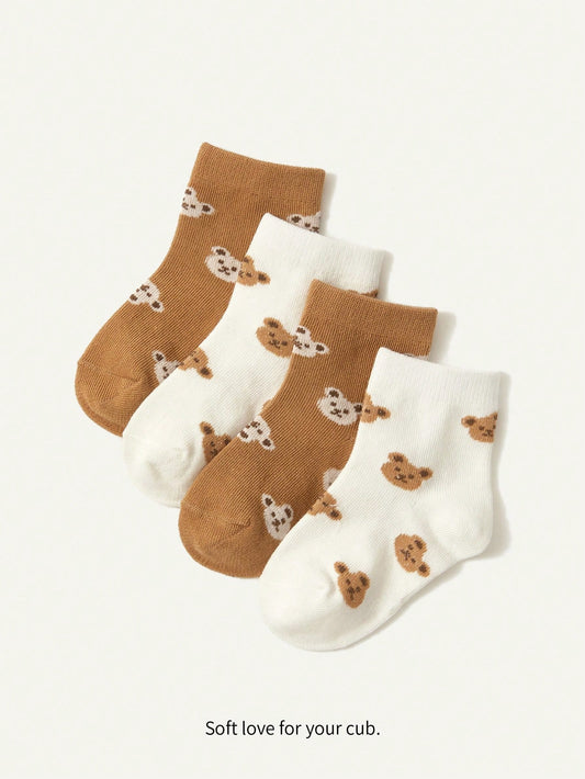 جوارب أطفال دب جاكار قطنية محبوكة 2 زوج