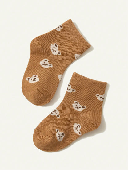 جوارب أطفال دب جاكار قطنية محبوكة 2 زوج