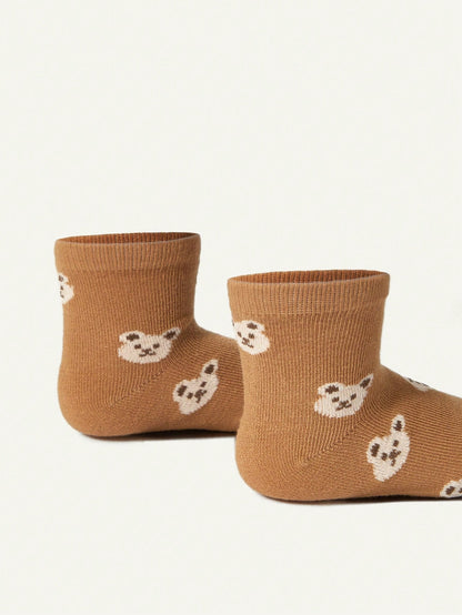 جوارب أطفال دب جاكار قطنية محبوكة 2 زوج