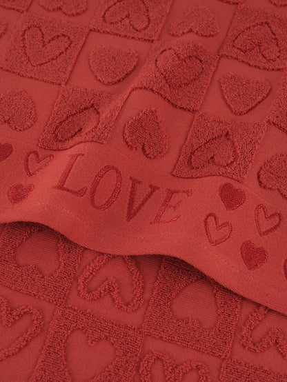 منشفة قطن مائة بالمائة بطباعة نمط قلب جاكار قطعة واحدة