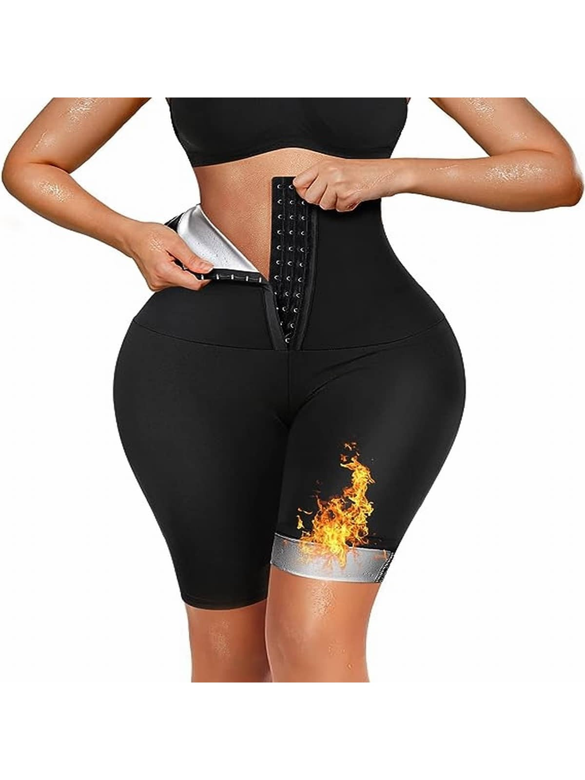 شورت ضاغط متعدد الألوان للنساء مصنوع من البوليستر قطعة واحدة للرياضة والخارج، سراويل تدريب امتصاص العرق للسونا ومصحح الشكل وشد الخصر