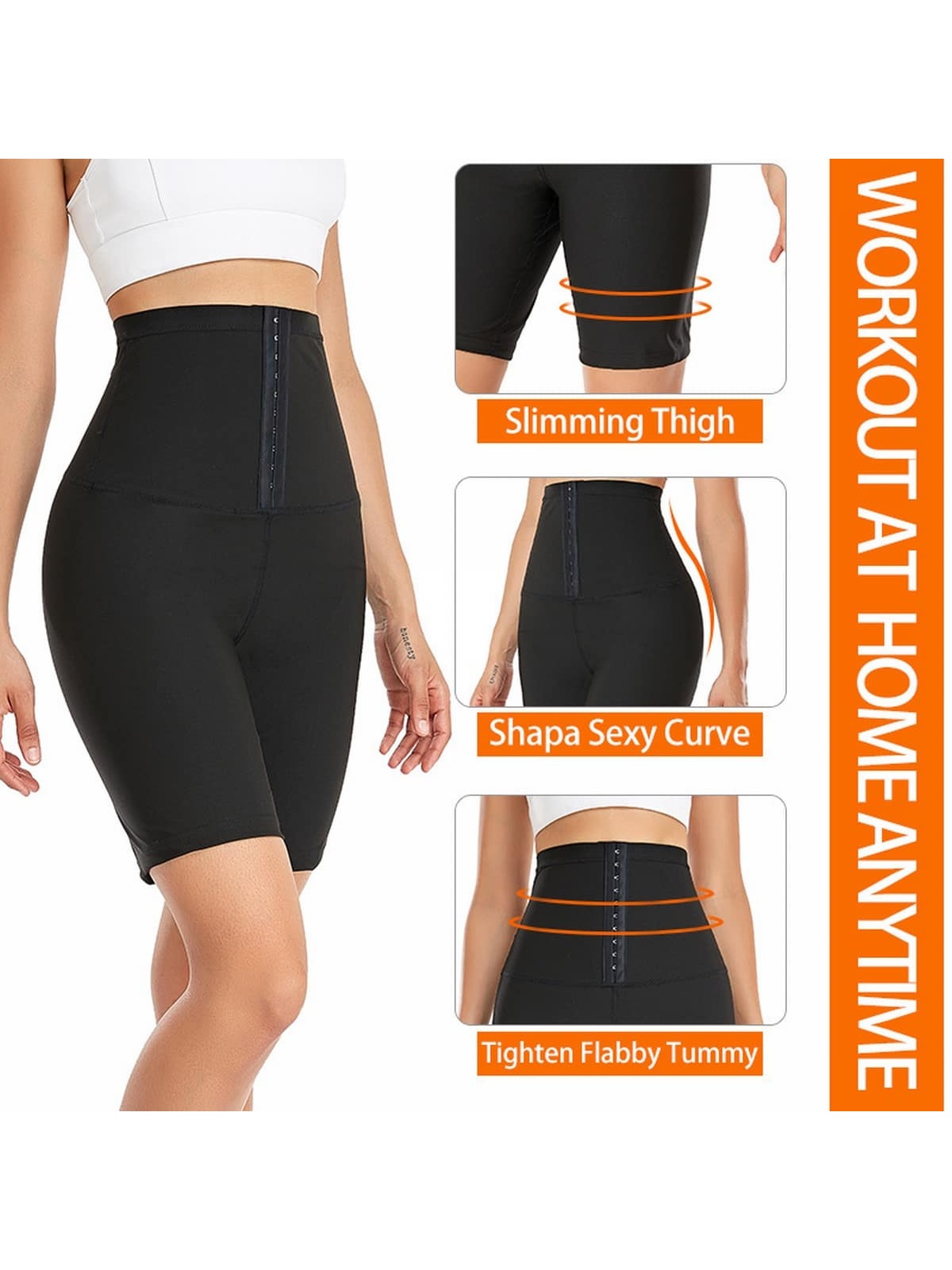 شورت ضاغط متعدد الألوان للنساء مصنوع من البوليستر قطعة واحدة للرياضة والخارج، سراويل تدريب امتصاص العرق للسونا ومصحح الشكل وشد الخصر