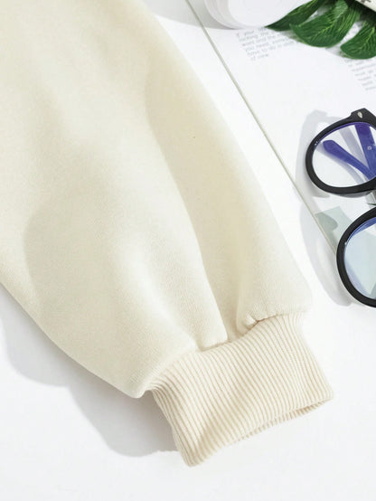 EZwear هودي موحدة اللون سستة رباط مبطن حراري