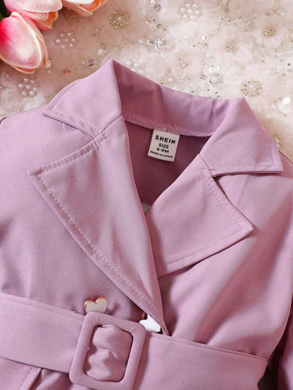 للبنات الاطفال اكمام واسعة بياقة مطوي مسنن جاكيت & فتحة بنطلون بساق واسع