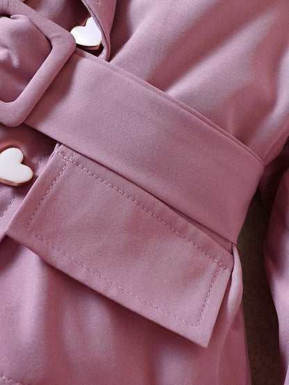 للبنات الاطفال اكمام واسعة بياقة مطوي مسنن جاكيت & فتحة بنطلون بساق واسع