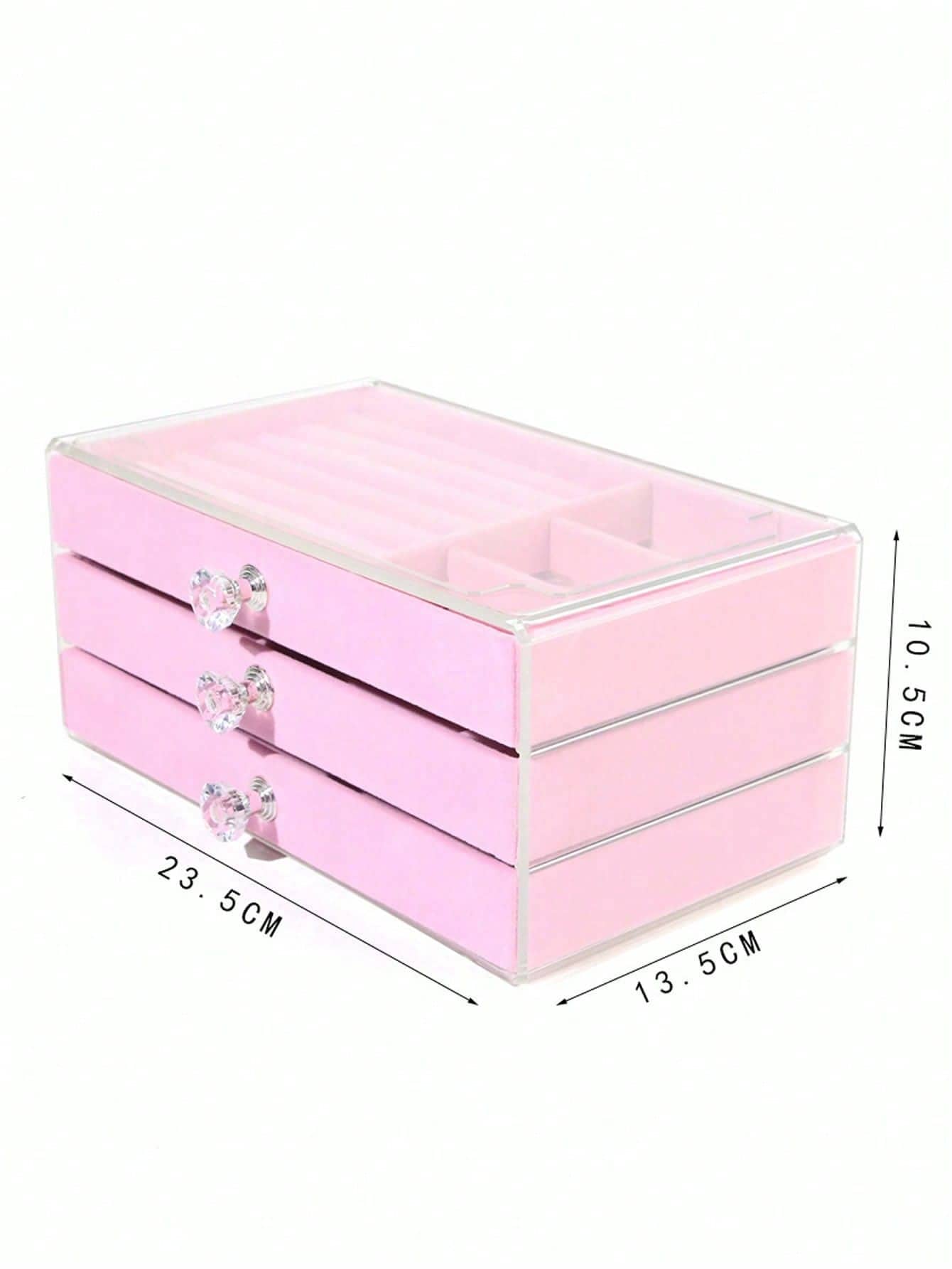 صندوق مجوهرات مرصع بالراينستون باللون الوردي